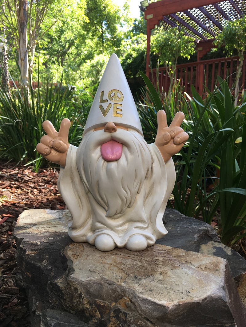 GlitZGlam Rocker Gnome 'George' Peace and Love - Brings Love to All and Your Fairy Garden - 10 Inches Tall - Image 4